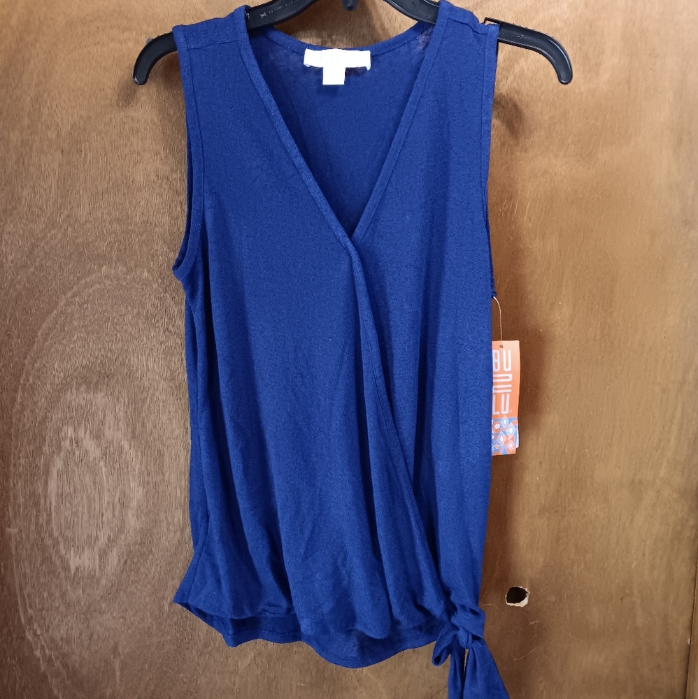 Bunulu Blue Sleeveless Wrap Top